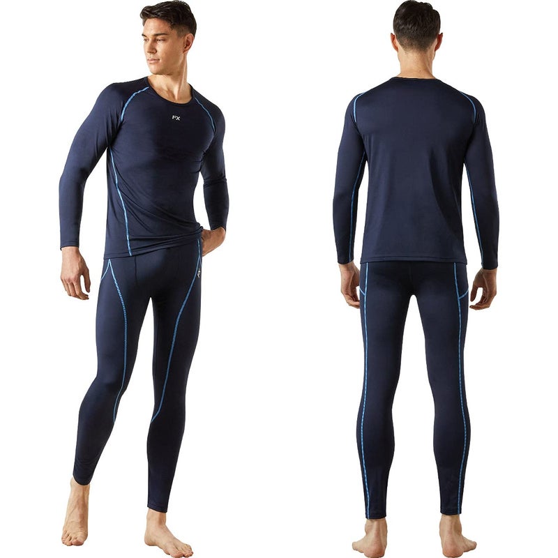 FITEXTREME MAXHEAT Mens Thermal Underwear Long Johns Set with Fleece Lined Navy XL - Image 1